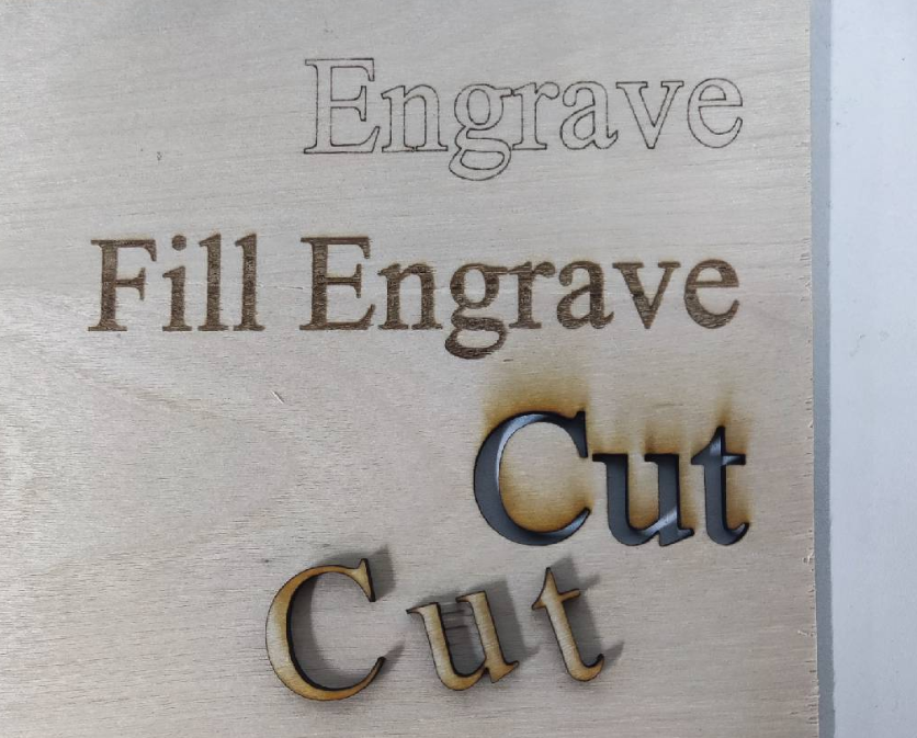 Differences between engrave, fill engrave, and cut. Photo courtesy of WeCreat.